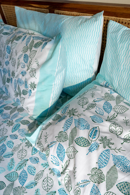 Green and blue forest abstract fitted bedsheet set